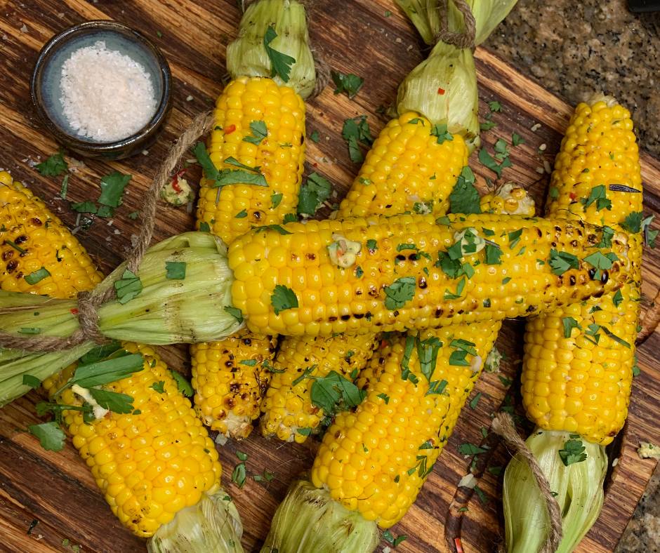 Char-grilled corn on the cob