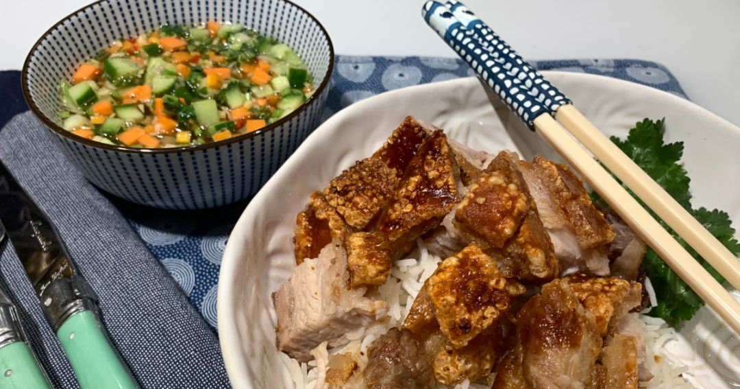 Crispy Pork Belly with Asian Style Dipping Sauce