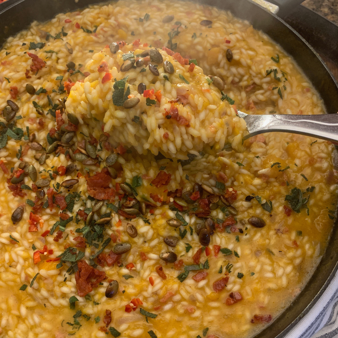 Butternut, Sage Risotto with Chorizo & Pepitos