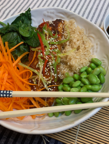 Teriyaki Baked Salmon Bowl Food