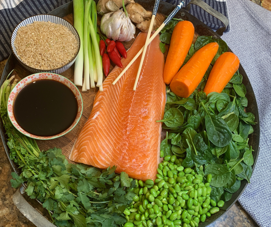 Teriyaki Baked Salmon Bowl Food Ingredients