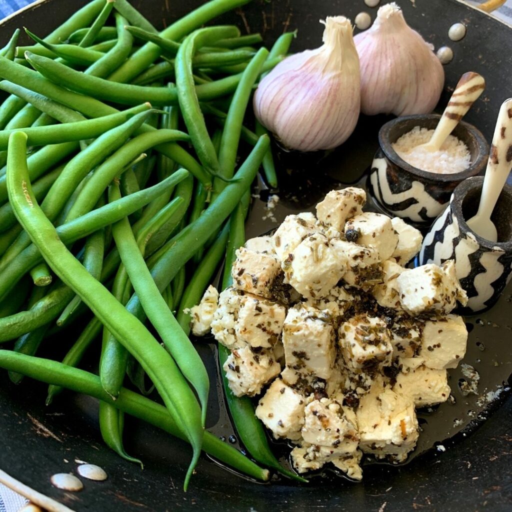 Green Beans with Fetta, Garlic and Black Pepper Ingredients